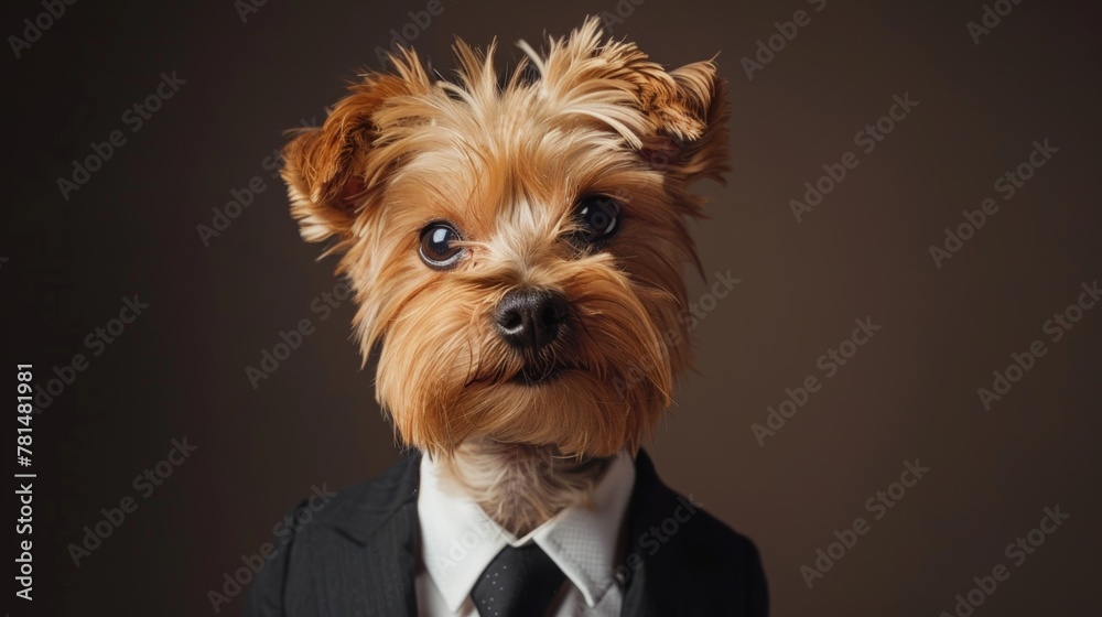 Business yorkie: a professional pooch in suit and tie Business yorkie: a professional pooch in suit and tie