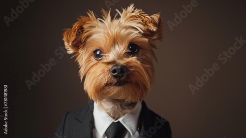 Business yorkie: a professional pooch in suit and tie
