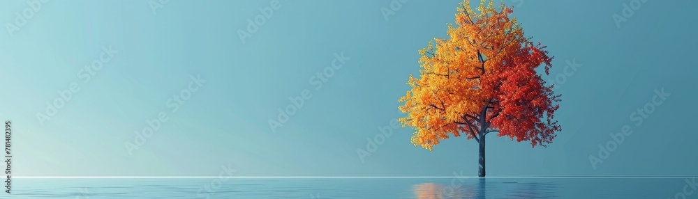 A minimalist style of an autumn concept - obrazy, fototapety, plakaty 