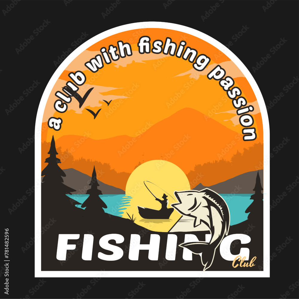 illustration of fishing club badge