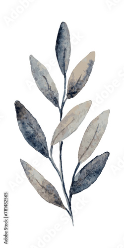 Branch with leaves of gray and brown shades