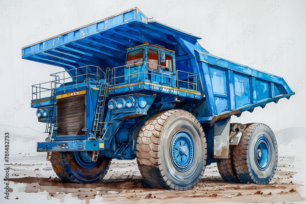 Fototapeta premium super huge dump truck, blueprint