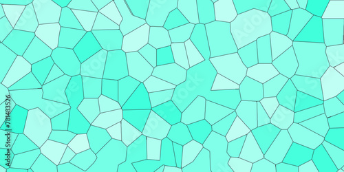 Blue and White Broken Stained Glass Background with white lines. Aqua texture Geometric Modern creative background. Geometric Retro tiles pattern.
