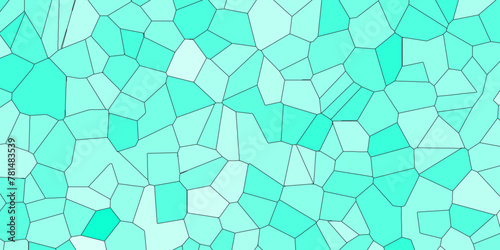 Blue and White Broken Stained Glass Background with white lines. Aqua texture Geometric Modern creative background. Geometric Retro tiles pattern.