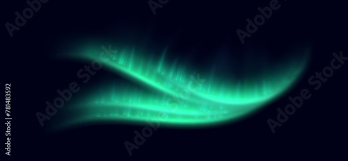 Northern lights, aurora borealis effect, realistic glowing lights overlay. Vector decoration.