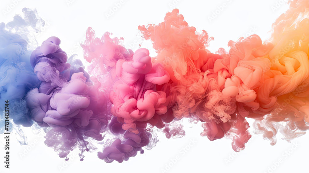 Obraz premium Multi colored smoke bomb explosion emitting on white background