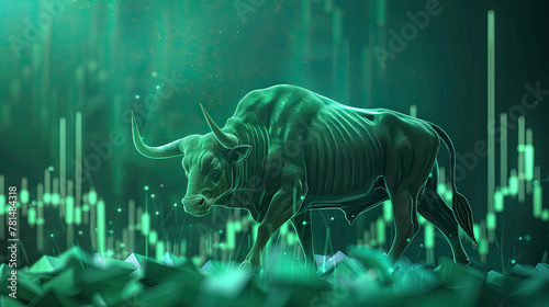 Stock market bull market trading Up trend of graph green background rising price ©  Mohammad Xte