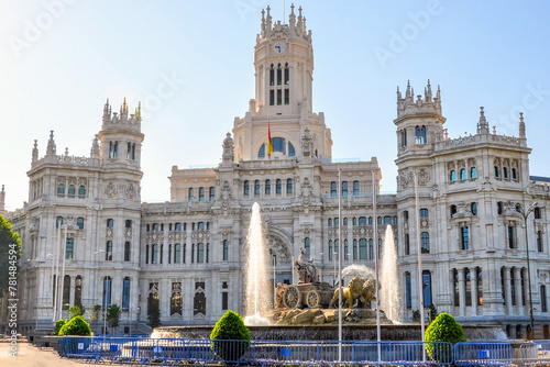 Cybele palace and fountain on Cibeles square, Madrid, Spain photo