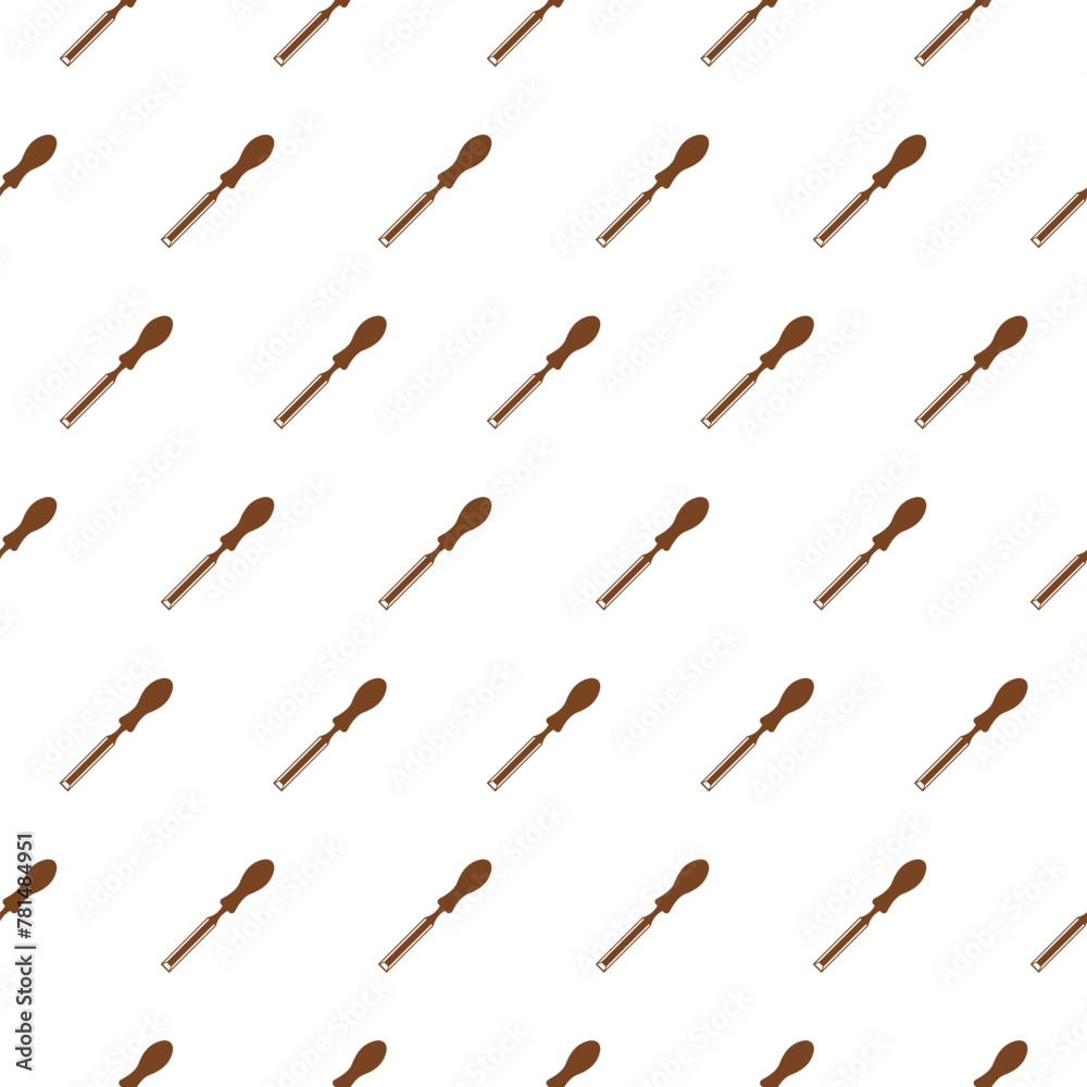 Chisel tool for wood icon isolated seamless pattern on white background