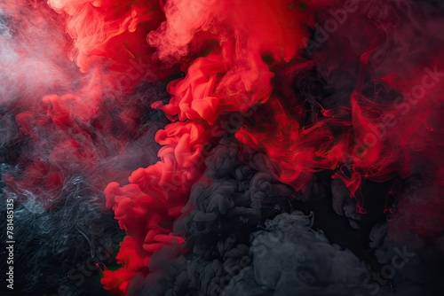 Intense red and black smoke swirling in a dramatic tango photo