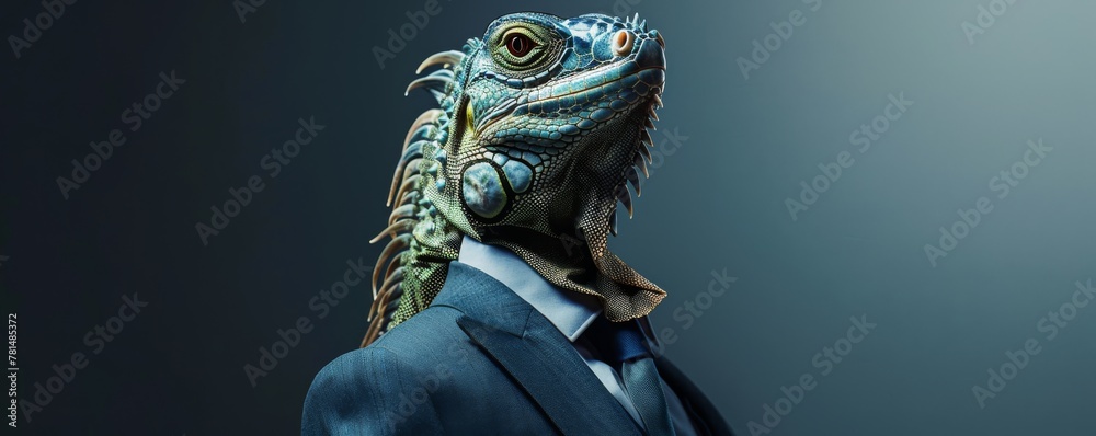 Business reptile: iguana in a suit concept art