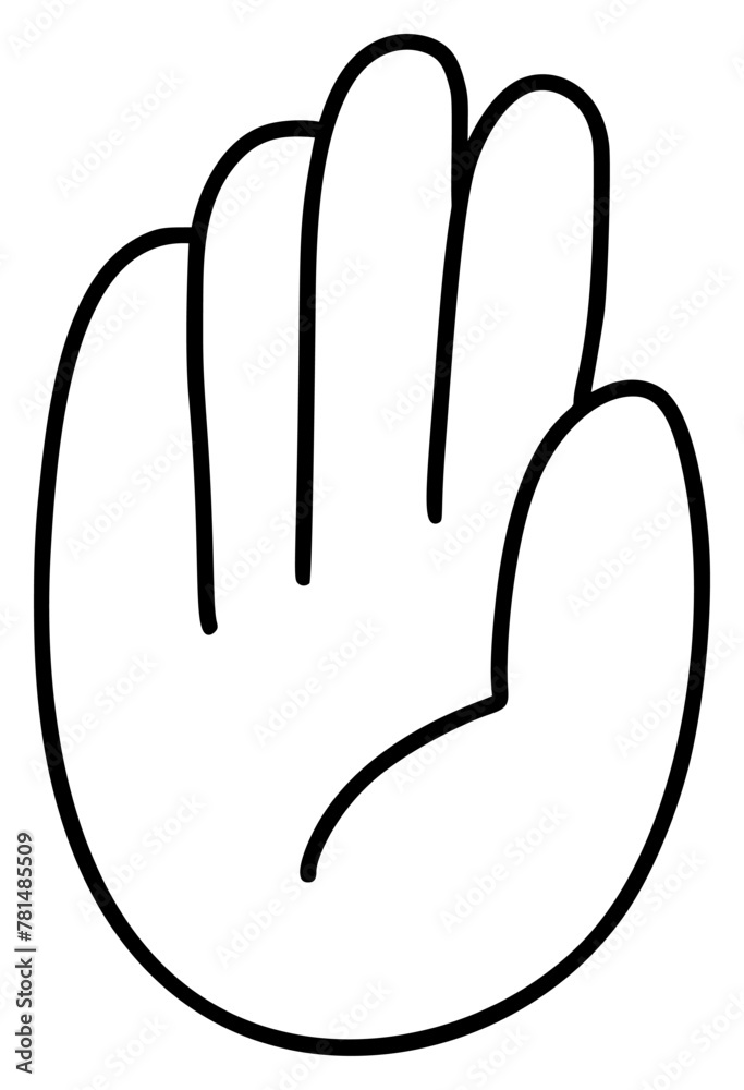 Drawn line of right hand icon gesture on white background, perfect for a logo or symbol, warning sign stop Drawn line of right hand icon gesture on white background, perfect for a logo or symbol, warning sign stop