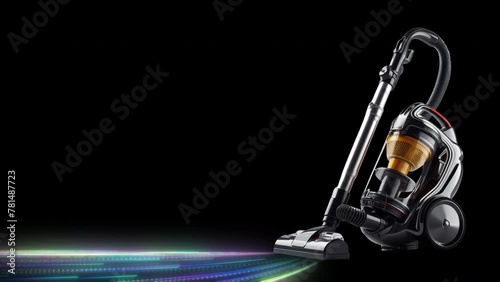 4K animation of a modern cordless vacuum cleaner with colors light particles
Powerful cordless colorful cyclonic dust collection. New technologies. photo