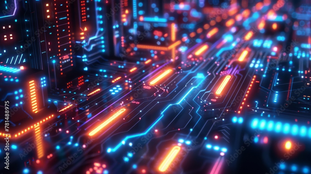 Vibrant neon light circuits, futuristic sci fi, rich colors on black, detailed line art Vibrant neon light circuits, futuristic sci fi, rich colors on black, detailed line art