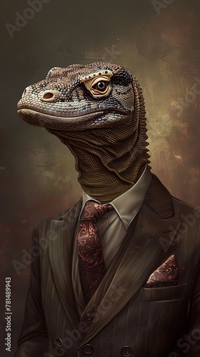 Elegant dinosaur in suit portrait