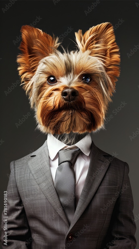 Business dog with suit and tie