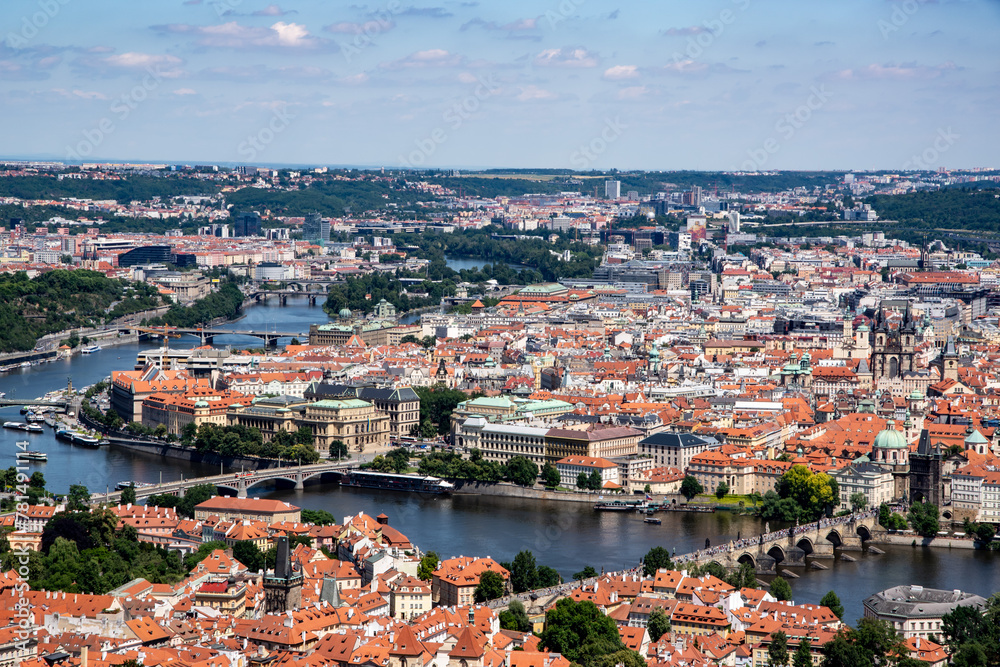 Fototapeta premium Panoramic view of Prague city centre 