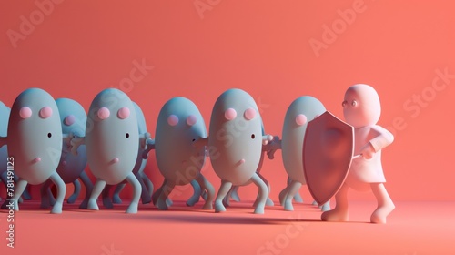 Clay figures, united in a coordinated effort, march with protective shields, highlighting the collective approach required for effective cybersecurity and defense strategies.