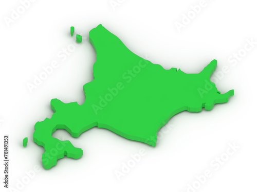 3Dでつくられた北海道の地図
