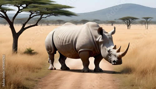 A-Rhinoceros-In-A-Safari-Landscape- 2