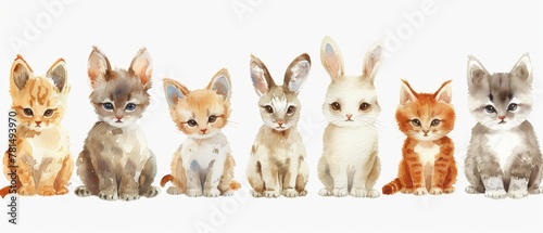 Enhance your designs with watercolor clipart of adorable baby animals like puppies, kittens, and bunnies