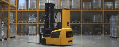 Modern forklift in a warehouse environment