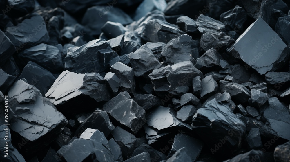 Closeup photograph of raw coal ore extracted from coal mine Closeup photograph of raw coal ore extracted from coal mine