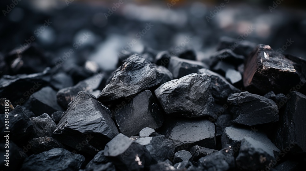 Closeup photograph of raw coal ore extracted from coal mine Closeup photograph of raw coal ore extracted from coal mine