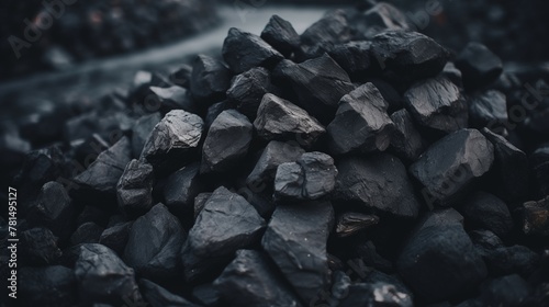 Closeup photograph of raw coal ore extracted from coal mine