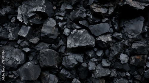 Closeup photograph of raw coal ore extracted from coal mine photo