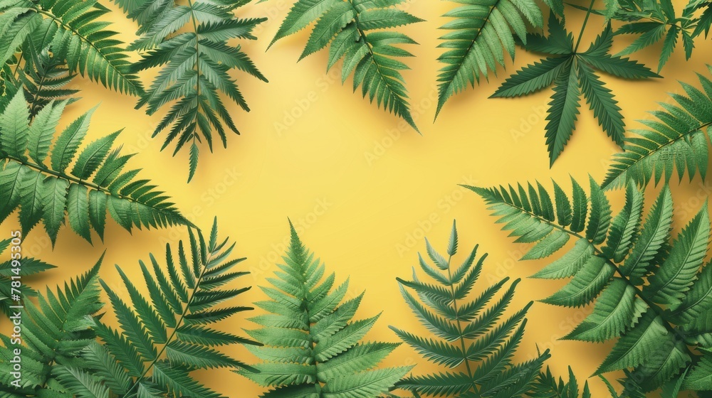 Leafy green cannabis and fern pattern, natural harmony, wallpaper design