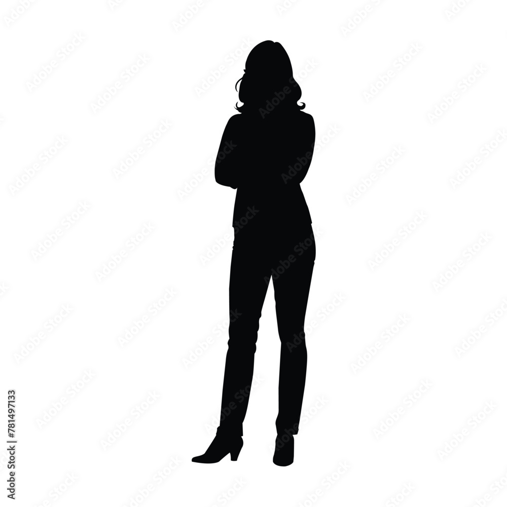 silhouette of a woman standing with folded arms 