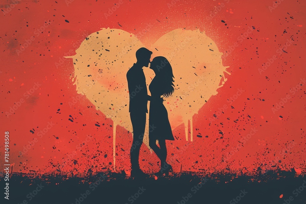 Explore Trendy Art in Love Visuals: Red Hearts and Passionate Graphics Combining Artistry and Romantic Design Concepts - obrazy, fototapety, plakaty 