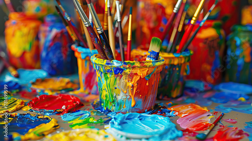 Vivid Verve  A colorful artist surrounded by vibrant paints and brushes  showcasing creativity in full bloom and artistic passion