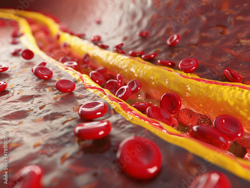 accumulation of fat in the blood vessels
