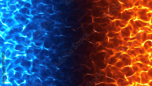 左右から燃え盛る青と赤の炎の背景イラスト photo