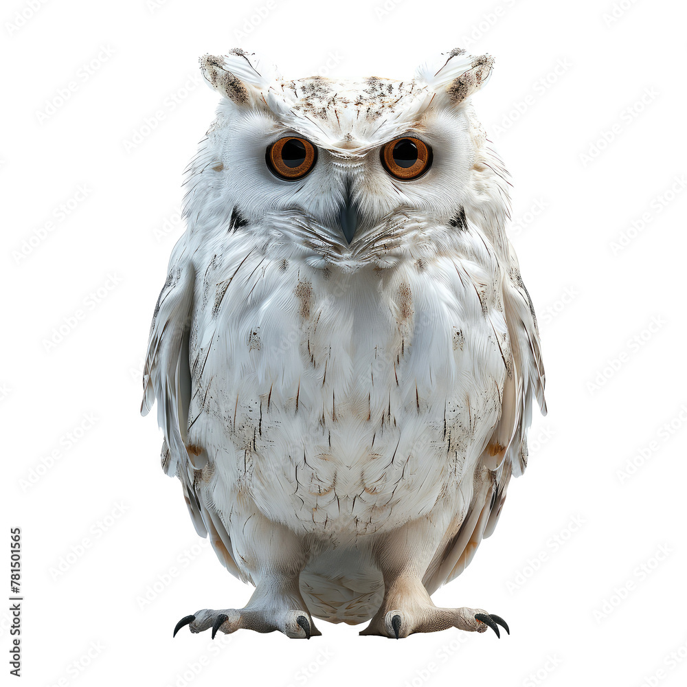 owl looking isolated on white - obrazy, fototapety, plakaty 