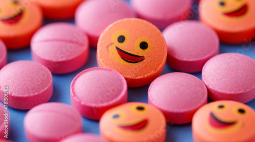 pill tab packaging, the pills are colored smiley
