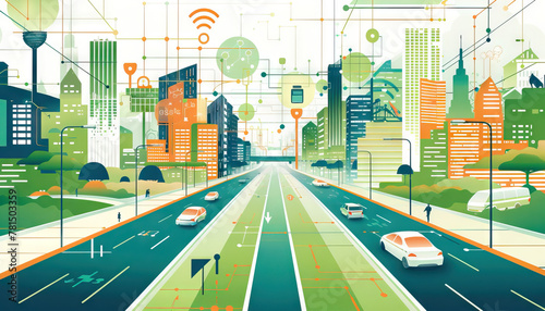 Smart Cities Solutions: Exploring smart cities solutions with an illustration of IoT devices, urban infrastructure upgrades, and data-driven urban planning.