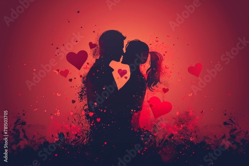 Illustrate Your Romance with Modern Artwork: Bright and Colorful Love Graphics Featuring Heart Illustrations and Artistic Elements for Celebrating Couples photo