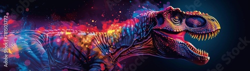 Roar into the digital age with a modern and edgy twist on the classic tyrannosaurus image Infuse the design with bold colors, sleek lines, and a touch of futuristic elements © Pornarun