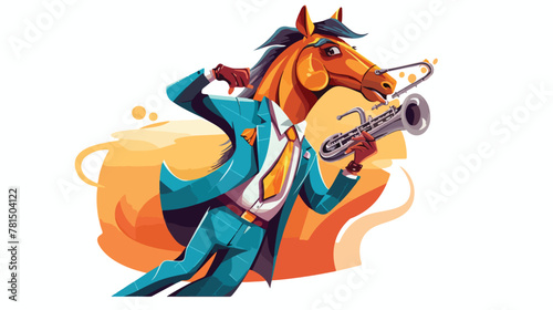 Jazz Musician Horse with Saxophone vector illustrat
