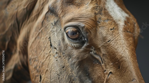 Close up of horse eye on black
