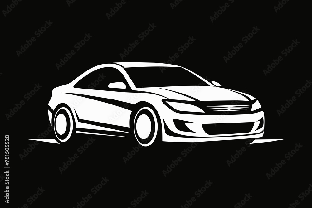 simple clean a sedan car logo black background white color