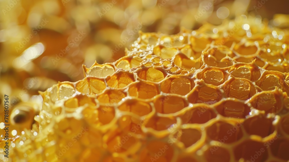 A group of bees are flying around a honeycomb