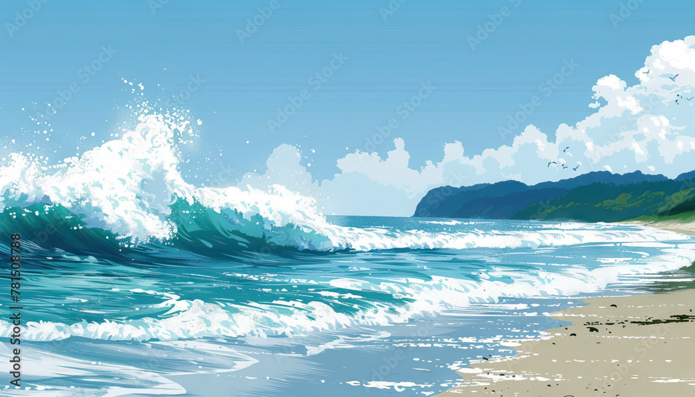 The distant sound of waves crashing against the shore evokes memories of peaceful beach days