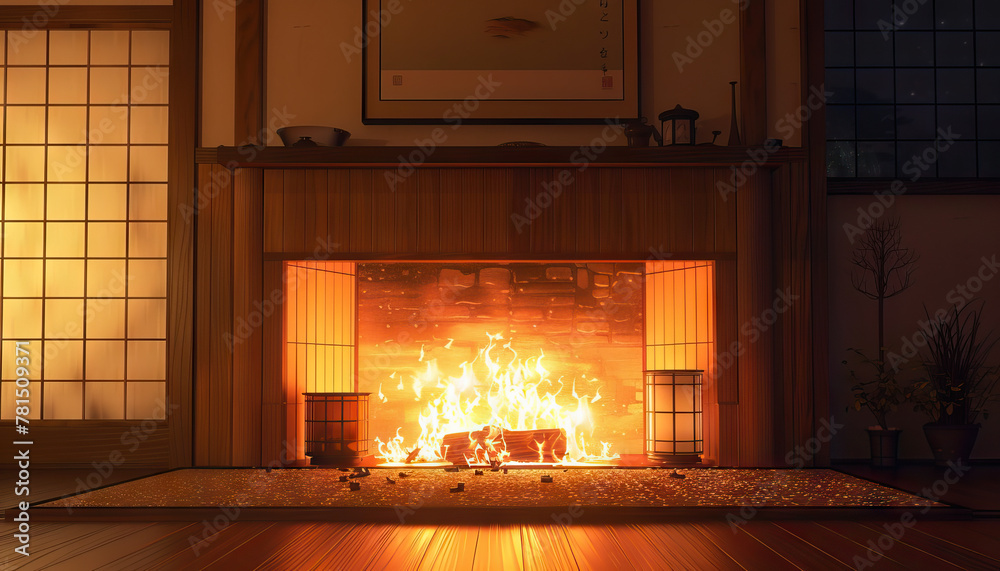 The warmth of a crackling fireplace on a cold winter night brings a sense of comfort and togetherness The warmth of a crackling fireplace on a cold winter night brings a sense of comfort and togetherness