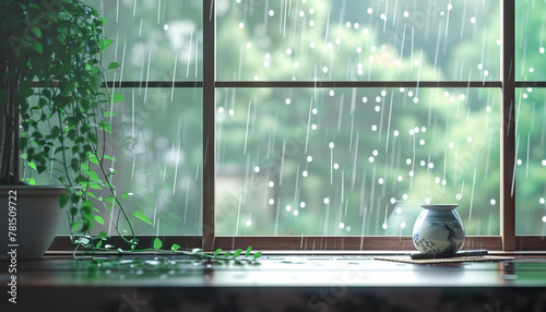 The rhythmic tapping of raindrops on the windowpane creates a soothing lullaby for a peaceful afternoon nap