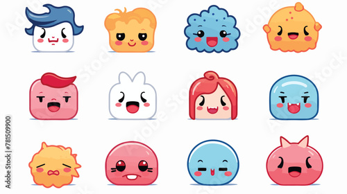 Kawaii face expressing emotion and mood collection.