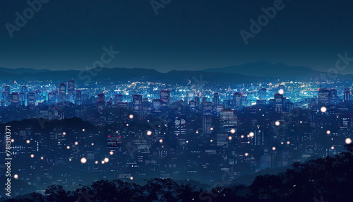 The sight of city lights twinkling against the night sky paints a picture of urban vibrancy and bustling nightlife